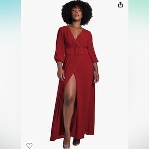 NWT Poetic Justice Women's Belted Surplice Maxi Dress size large